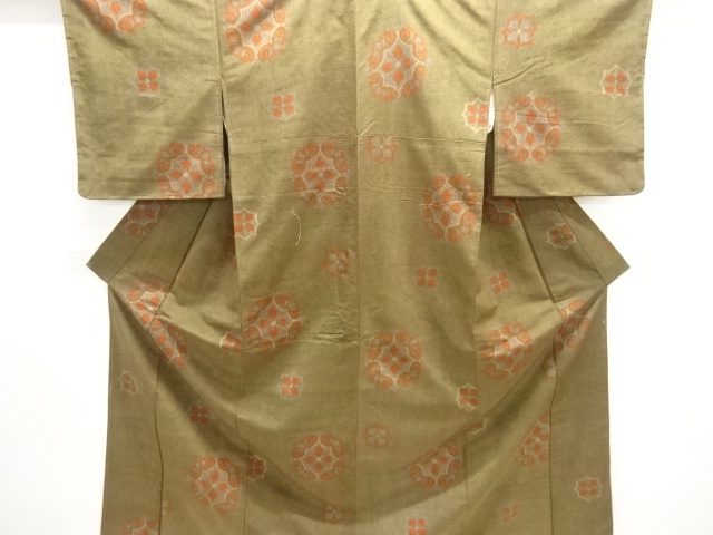 JAPANESE KIMONO / ANTIQUE KIMONO / TAISHO ROMAN STYLE / TSUMUGI / WOVEN FLORAL CREST